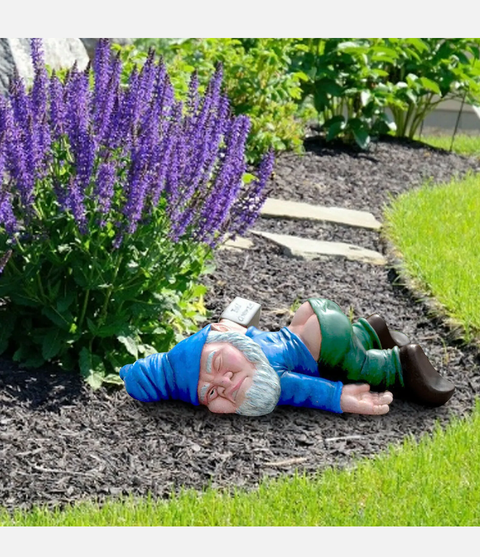 Funny Drunk Dwarf Garden Gnome Decor Yard Patio Ornament Rude Passed Out Statue