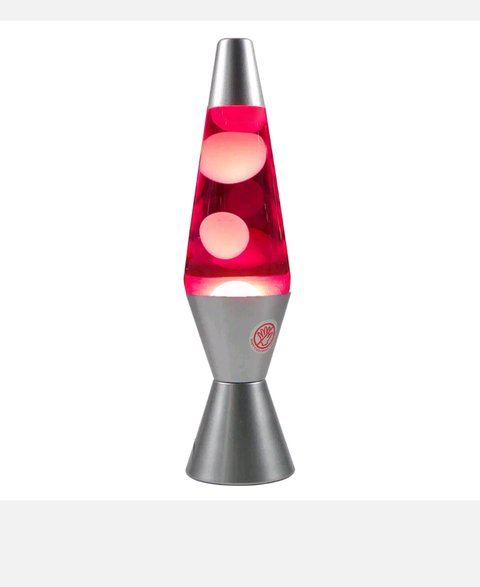 Motion Pink/White Lava Lamp 37cm Silver Base Party Night Light Bedside Lamp