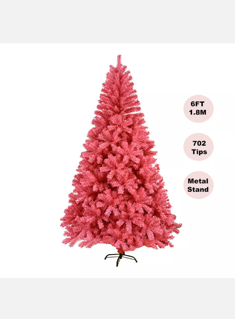 Pink Christmas Tree 2/3/4/5/6/7/8/9FT Fluffy Tips Metal Stand Easy Assemble Xmas