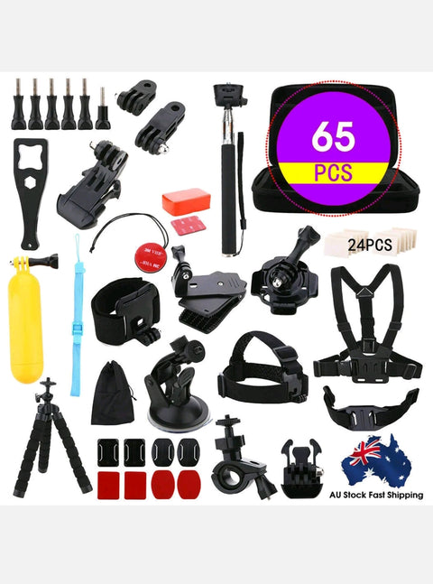 65pcs Accessories Pack Case Chest Head Floating Monopod GoPro Hero 8 7 6 5 4 3