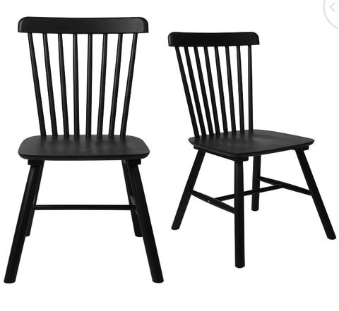Levede 2x Dining Chairs Kitchen Table Chair Natural Wood Cafe Lounge Seat Black