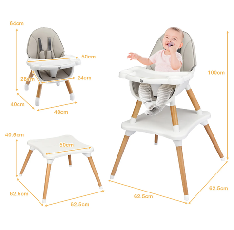 5 In 1 Baby High Chair Convertible Highchair/ Booster Seat/ Table & Chair Set - Bright Tech Home