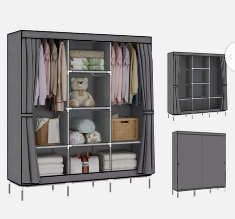 Large Portable Clothes Closet Canvas Wardrobe Storage Organizer with Shelves AU