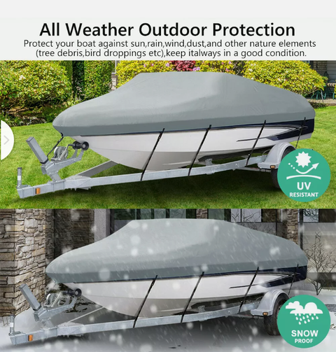 Boat Cover 17-19ft Trailerable Marine 600D Waterproof UV Protector Heavy Duty