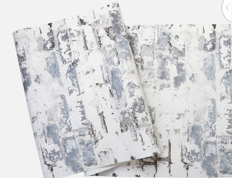 AU 10M Rustic Bluish Grey Brick Wallpaper 3D Textured Washed Stone Wallpaper