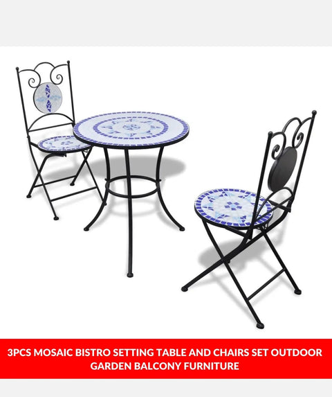 3pcs Mosaic Bistro Setting Table And Chairs Set Outdoor Garden Balcony Furniture