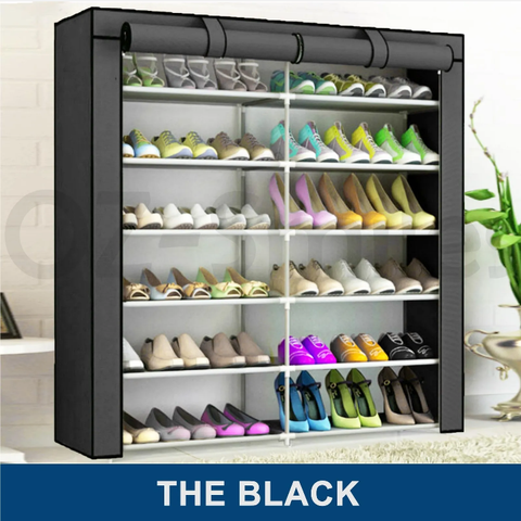 2 Doors Shoes Cabinet Storage Shoe Rack with Cover Portable Wardrobe 36 Pairs - Bright Tech Home