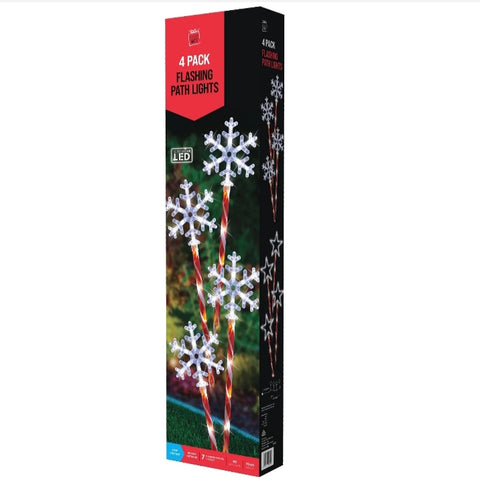4 Pack Flashing Snowflake Cool White 68 Leds In/outdoor Christmas Xmas Lights - Bright Tech Home