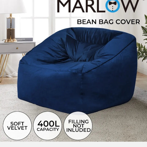 Marlow Bean Bag Chair Cover Soft Velvet Home Game Seat Lazy Sofa Cover Large