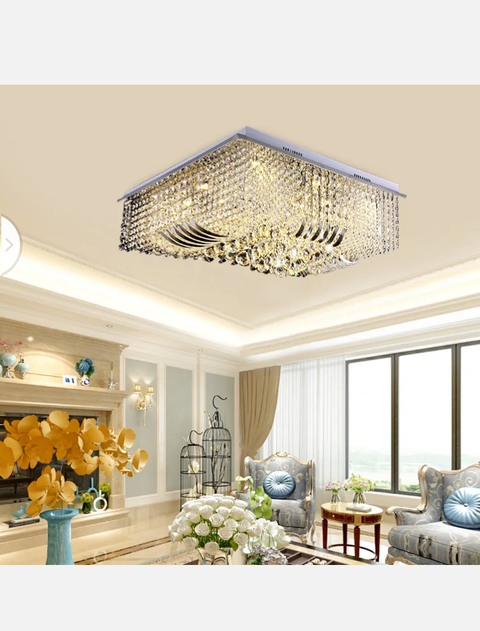 Modern Square Chandelier Crystal Ceiling Light Fitting Pendant Lamp Bedroom New