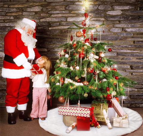 White Christmas Tree Skirt Base Faux Fur Xmas Floor Mat Ornaments Decoration  AT