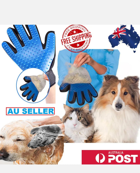 PET DOG CAT GROOMING MAGIC CLEANING GLOVE HAIR AND DIRT REMOVER BRUSH DESHEDDING