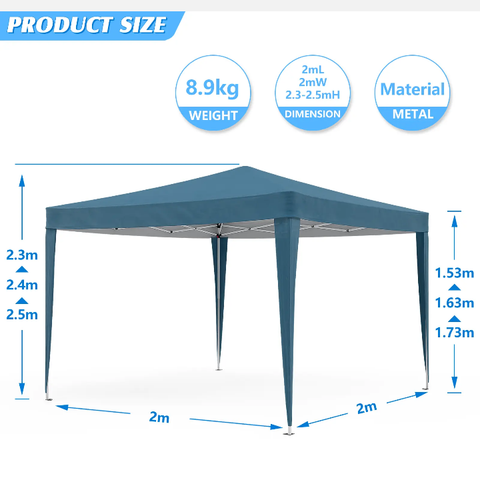 2x2M Folding Gazebo Pop Up Canopy Tent Camping Wedding Party Outdoor Marquee - Bright Tech Home