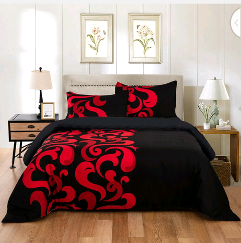 All Size Ultra Soft Microfbire Quilt Doona Duvet Cover Set-Grandeur Red Black