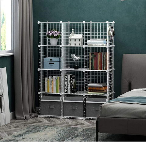 12 Cube White Metal DIY Wire Storage Cabinet Organzier Display Shelf Toy Book AU - Bright Tech Home