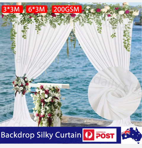 Wedding Party Stage Backdrop Swag Drape Sheer Satin Curtain Photo Background New