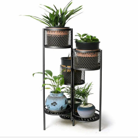 6 Tier Plant Stand Swivel Outdoor Indoor Metal Stands Flower Shelf Rack Garden B