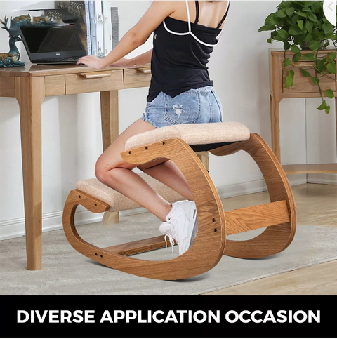 Ergonomic Kneeling Chair Wooden 220lbs Capacity Straighten Backbone Office Home