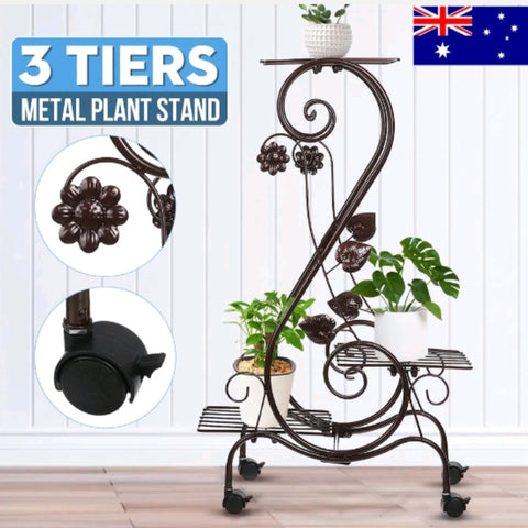3 Tier Metal Plant Stand Flower Pot Planter Corner Display Shelf Rack Office - Bright Tech Home