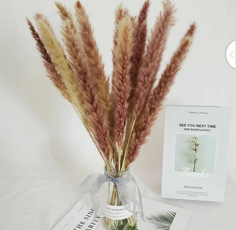 15PCS Artificial Natural Dried Pampas Grass Flower Bunch Wedding Bouquet Decor - Bright Tech Home