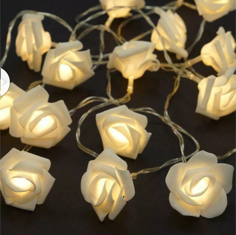 White Rose 20 LED light  Wedding Event table Decoration centrepiece BATTERY Pwr