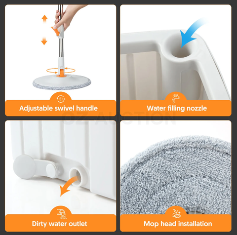 Magic Spin Mop Bucket Set Microfibre Floor Clean Water Sewage Separation