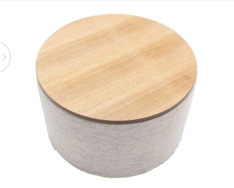 Round Upholstered Short Side Table/Ottoman Storage Coffee Tray Lamp Plant Stand