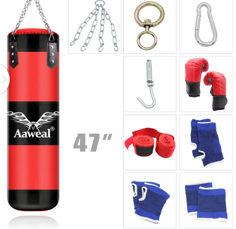 Heavy Duty Punching Training Bag MMA Gloves Boxing Martial Arts Kicking Sandbag