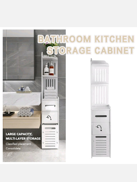 Bathroom Toilet Storage Cabinet Laundry Cupboard Standing Corner Assorted Shelf