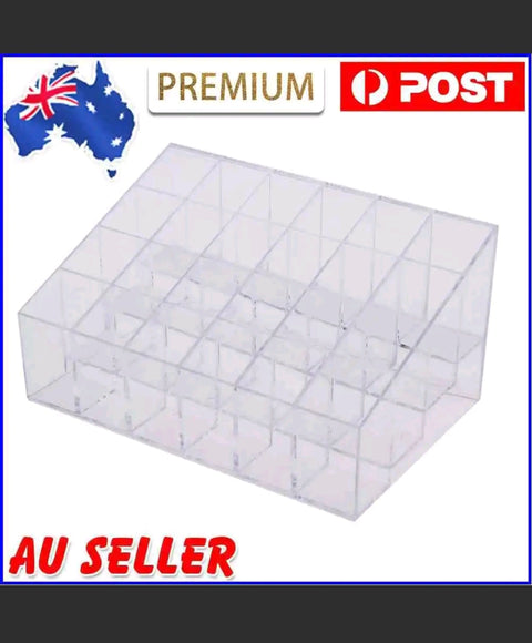Clear Acrylic 24 Cosmetic Organizer Makeup Case Holder Display Stand Storag AU