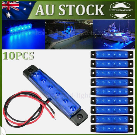 10x Blue Marine Boat 12v Led Deck Courtesy Light Waterproof Stern Transom Light - Bright Tech Home