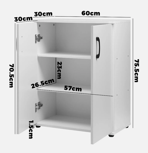 Oikiture Storage Cabinet Bathroom Cabinet Freestanding Cupboard Organiser White - Bright Tech Home