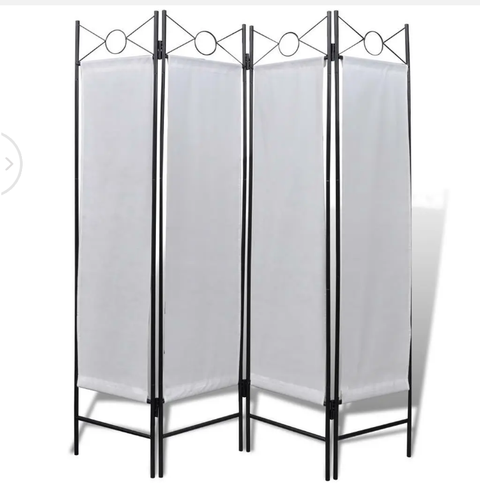 4-Panel Change Fitting Room Divider Privacy Folding Screen Barrier White 160x180 - Bright Tech Home