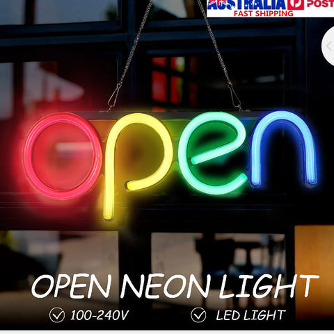 OPEN LED Neon Sign Tube Light Art Craft Visual Artwork Bar Pub Club Wall  Light