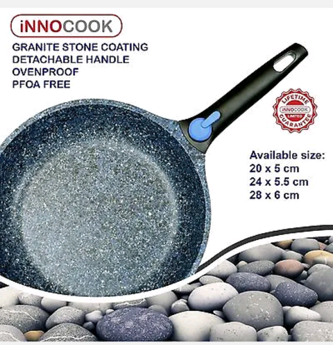 Non-Stick Frypan, Fry Pan, Blue Stone Coated, Induction,Detachable handle, Oven