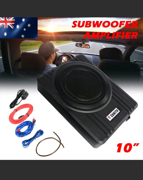 10'' Car Subwoofer Under-Seat Amplifier Speakers Audio Sub Woofer Slim Box 600W