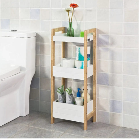 VIKUS 3-Tier White Storage Bathroom Shelf