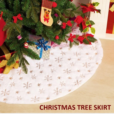 White Christmas Tree Skirt Base Faux Fur Xmas Floor Mat Ornaments Decoration NEW