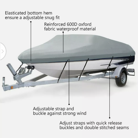 Boat Cover 17-19ft Trailerable Marine 600D Waterproof UV Protector Heavy Duty
