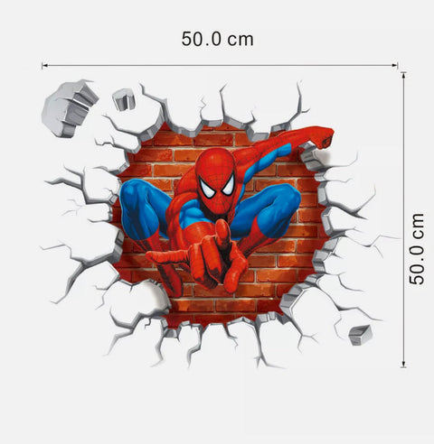 removable wall sticker home decor birthday part "spiderman out of the wall 3d
