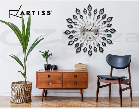 Artiss Wall Clock 60cm Large 3D Modern Crystal Luxury Silent Round Home Decor