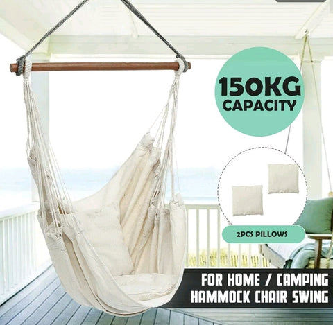 Portable Hanging Hammock Chair Swing Garden Outdoor Camping Softى Cushions New
