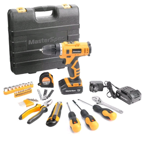 47Pcs 12V Cordless Drill Driver Set Household Hand Tool Kit w/ 2 Batteries - Bright Tech Home