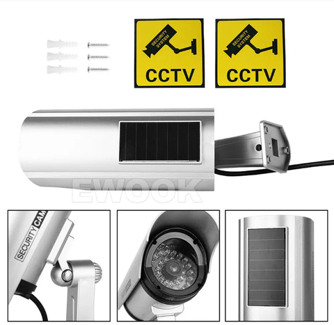 2pcs Solar Power Dummy Fake Security CCTV Camera LED Light Surveillance Outdoor - Bright Tech Home