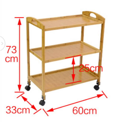 All-purpose 3Tier Bamboo Storage Rack Kitchen Dining Serving Island Cart Trolley