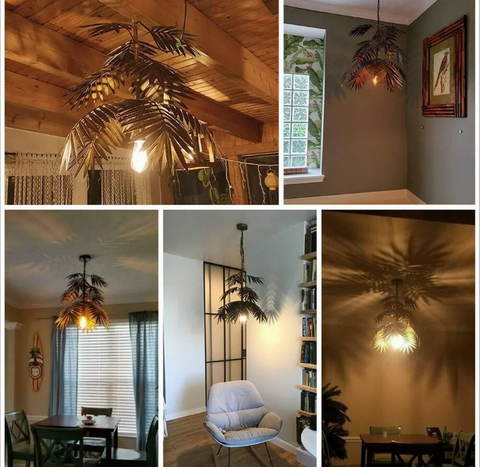 Tropical Coconut Palm Chandelier Tree Pendant Lamp Hanging Light Ceiling Fixture