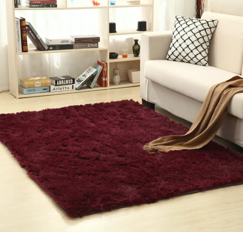 Floor Rug Rugs Fluffy Area Carpet Shaggy Soft Large Pads Living Room Bedroom Pad Colour:Burgundy