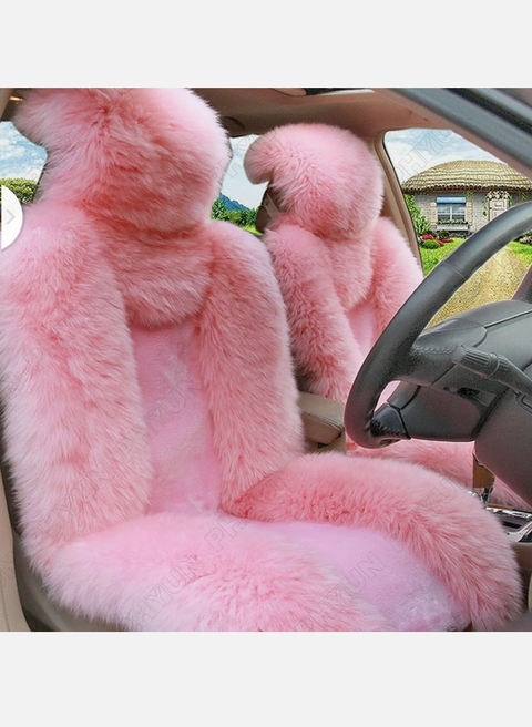 1x Pink Car Front Seat Cover Cushion Genuine Australian Sheepskin Fur Universal - Bright Tech Home