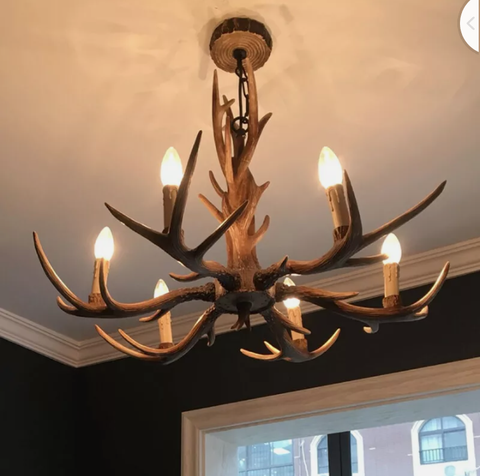 Vintage Candle Antler Chandelier Light  Deer Horn Restaurant Dining Pendant Lamp