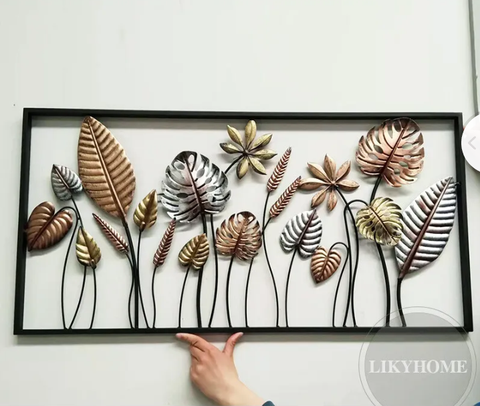 Large Metal Wall Art Hanging Framed Flower Leaf Home Decor Sculpture Indoor Gift